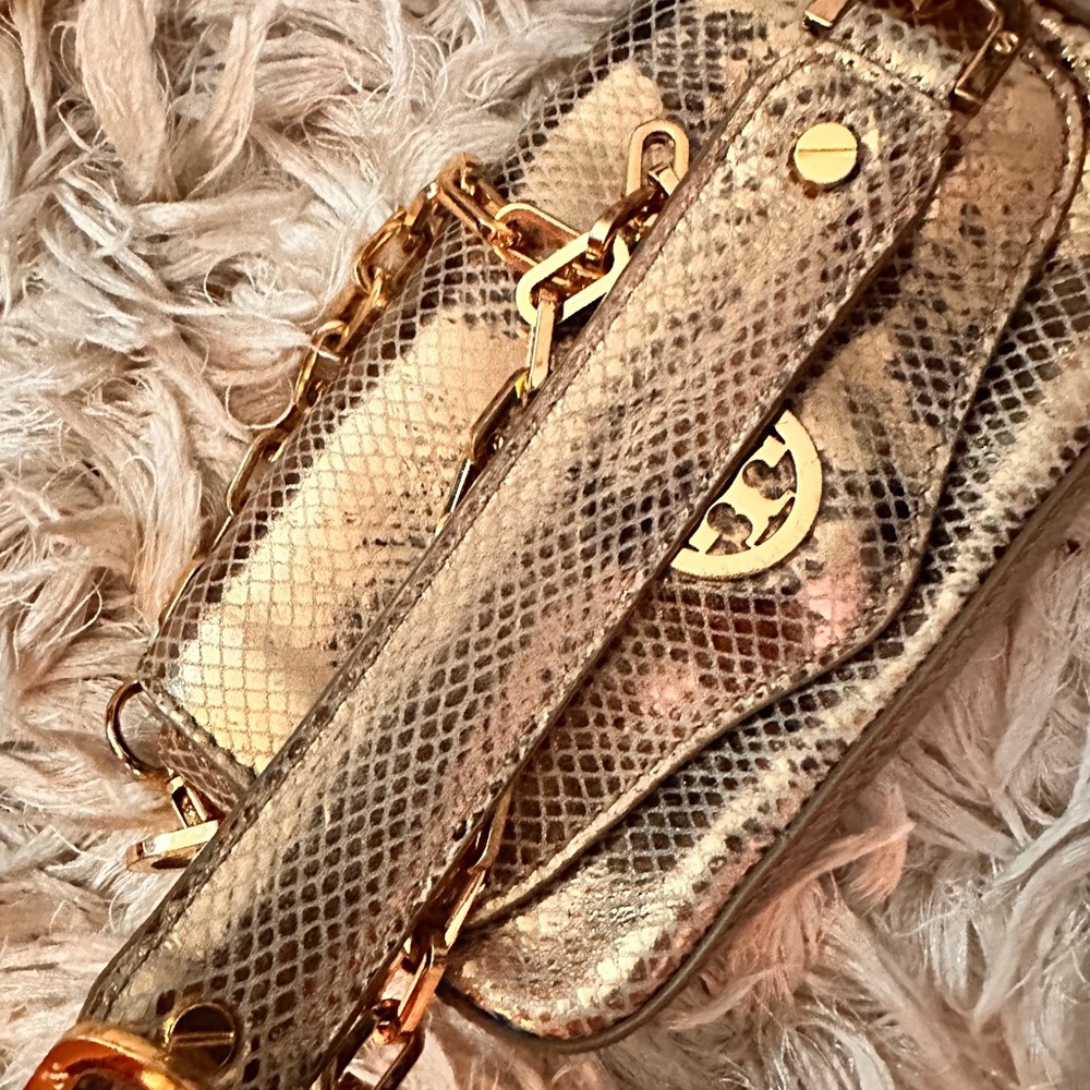 Tory Burch Metallic Snake Print Clutch - Picture 6 of 7